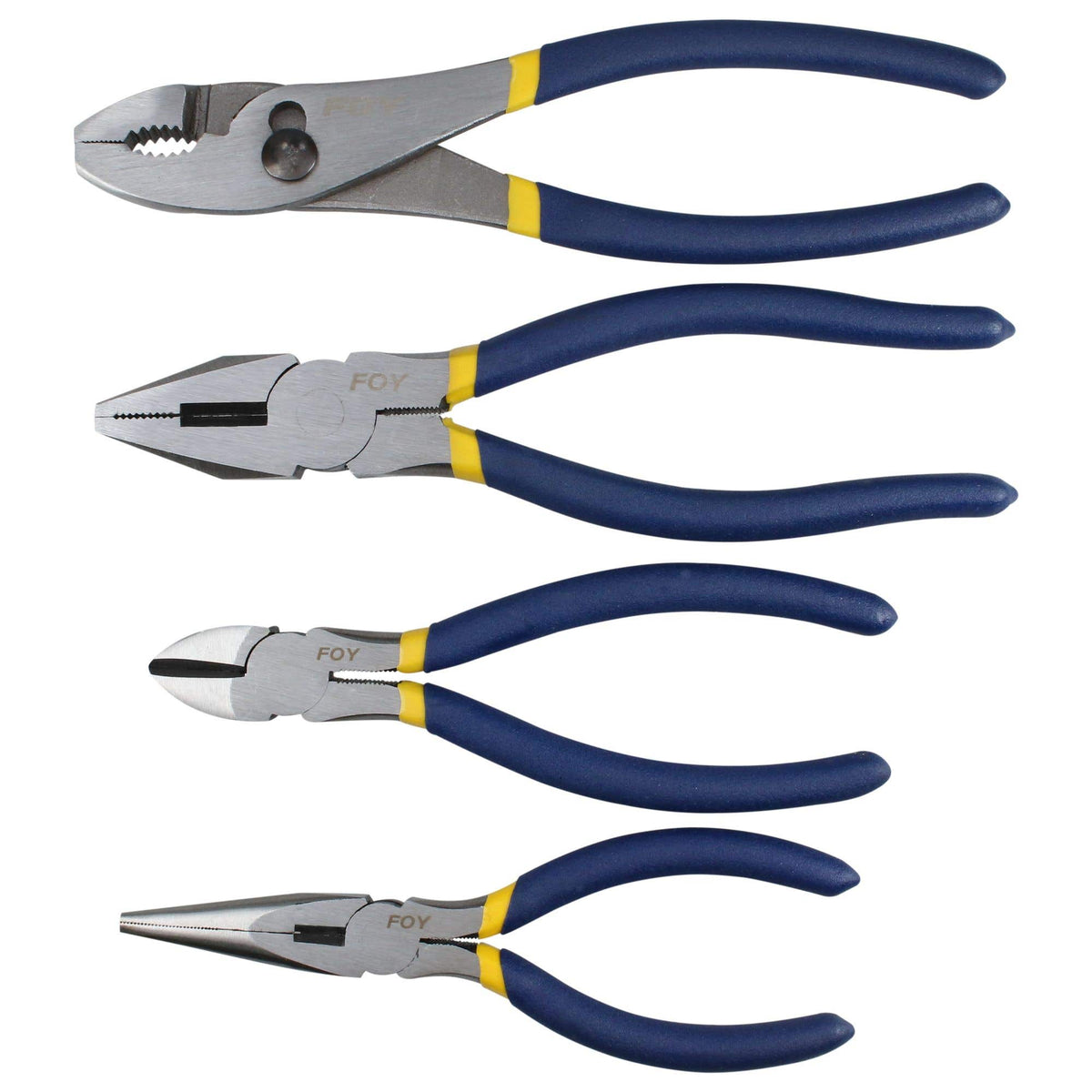 Juego De Pinzas Para Electricista Con Mango Doble Plastisol, 4 Piezas, Foy 142039