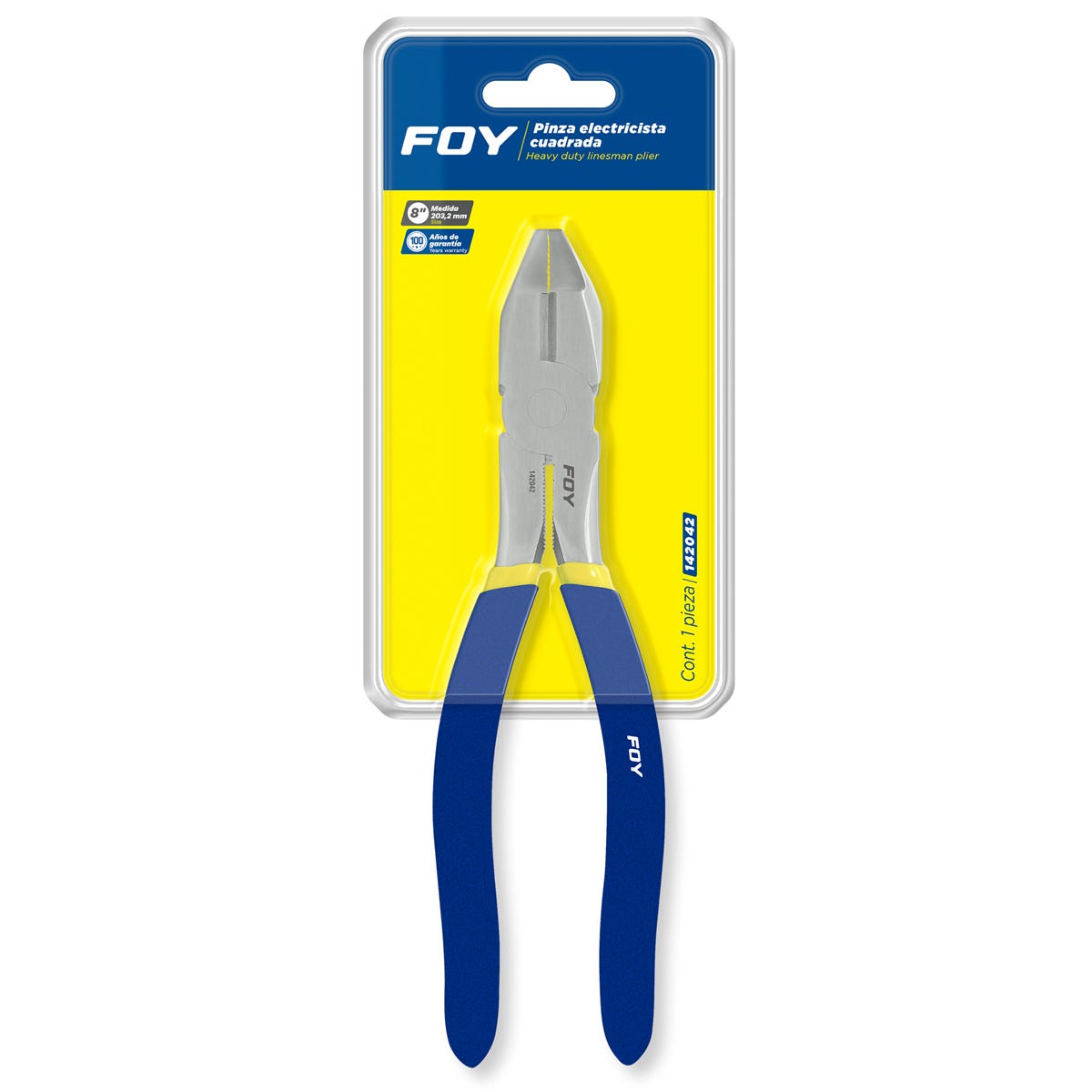 Pinza Para Electricista Con Mango Doble Plastisol Corte Lateral De 8, Foy 142042