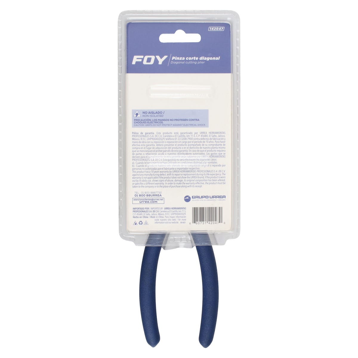 Pinza Para Electricista Con Mango Doble Plastisol Corte Diagonal De 7, Foy 142047
