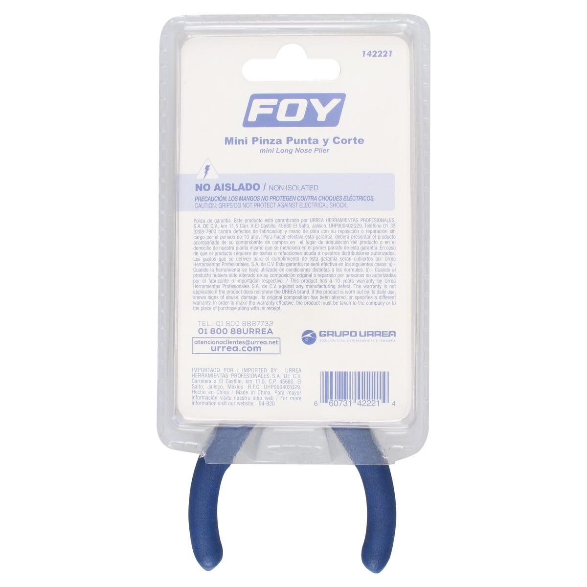 Mini Pinza Para Electrónica Con Mango De Vinil Corte Lateral De 4-5/8, Foy 142221