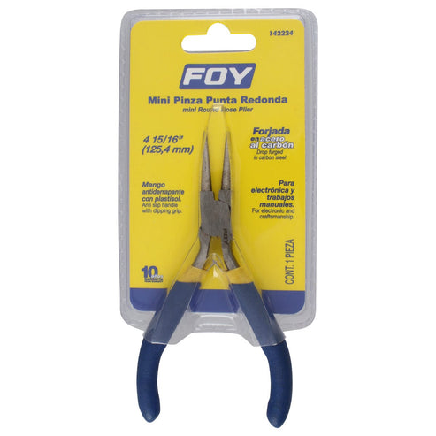 Mini Pinza Para Electrónica Con Mango De Vinil Punta Redonda De 4-15/16, Foy 142224