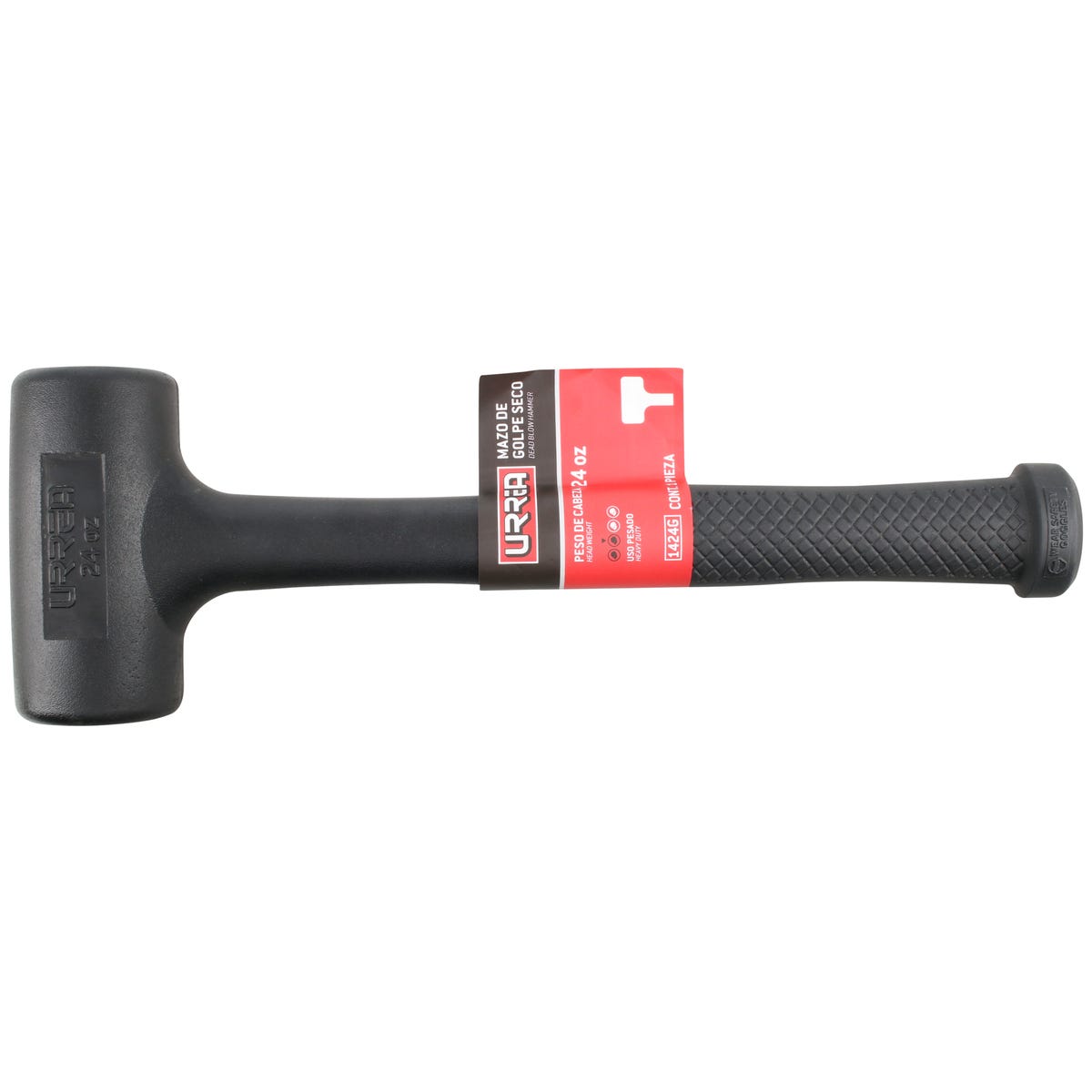 Mazo De Golpe Seco Tapas Fijas De Alto Impacto Con Mango 10-5/64, 24 Oz, Urrea 1424G