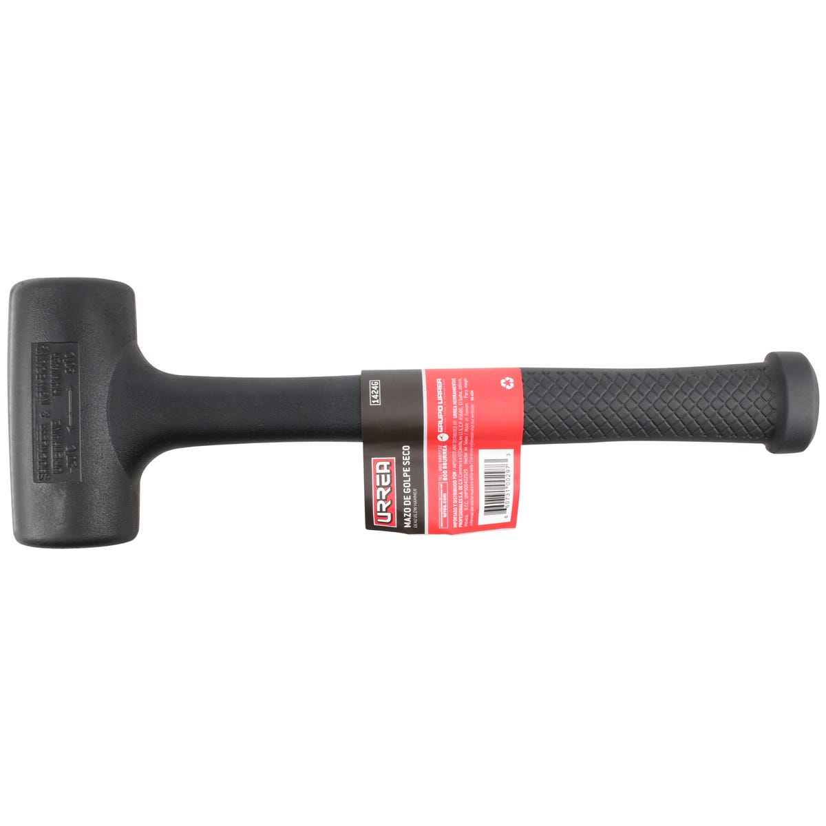 Mazo De Golpe Seco Tapas Fijas De Alto Impacto Con Mango 10-5/64, 24 Oz, Urrea 1424G