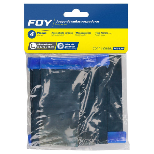 Juego De Cuñas Para Raspar Con Mango Plástico, 4 Piezas, Foy 142628