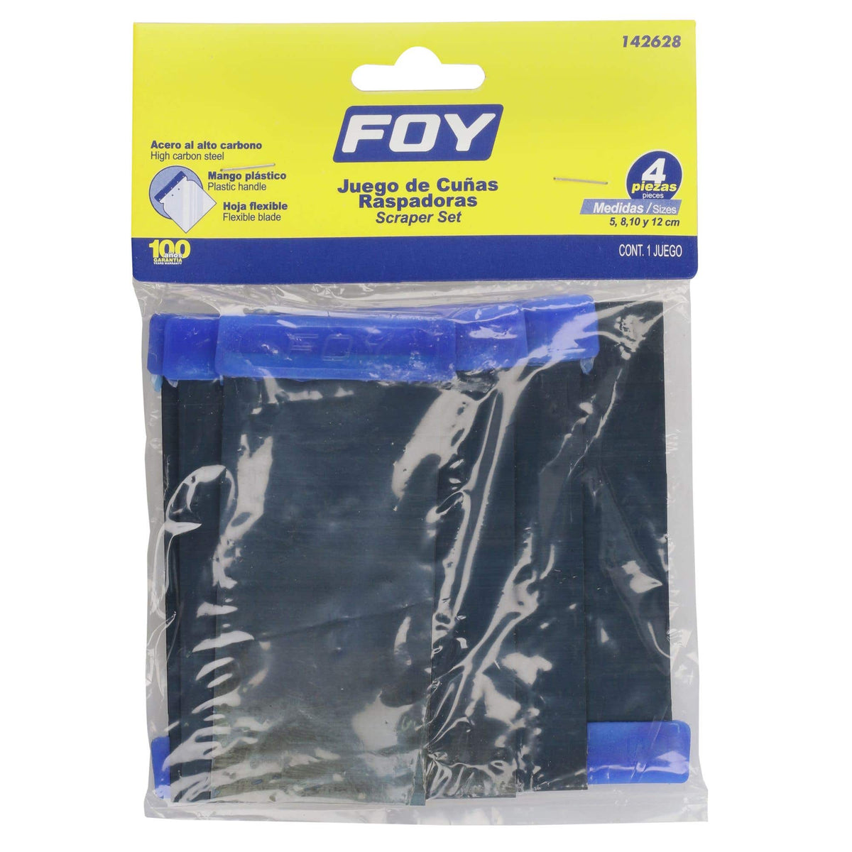 Juego De Cuñas Para Raspar Con Mango Plástico, 4 Piezas, Foy 142628