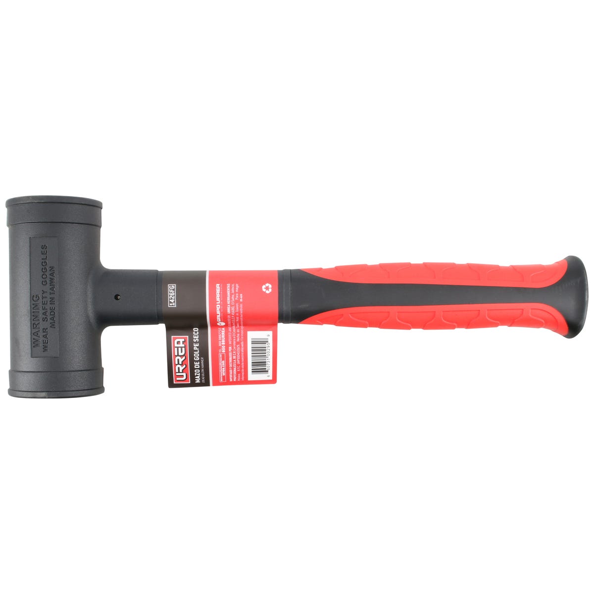 Mazo De Golpe Seco Tapas Fijas Con Mango Rubber Grip 10-1/8, 26 Oz, Urrea 1426FG