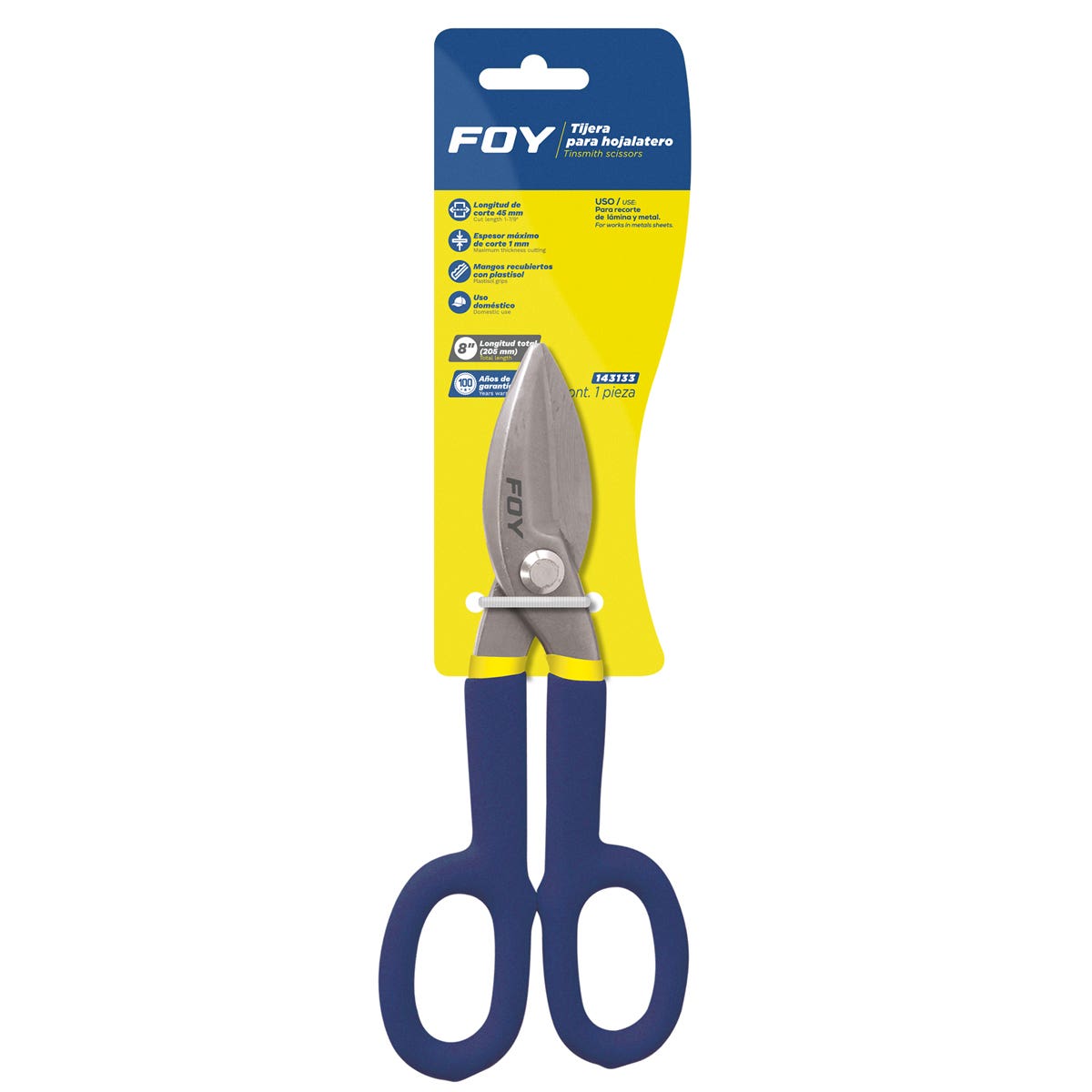 Tijeras Para Hojalatero Con Mango Rubber Grip 8, Foy 143133