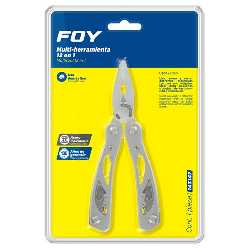 Pinza Multiherramienta Con Mango De Acero Inoxidable 12 En 1, Foy 143147