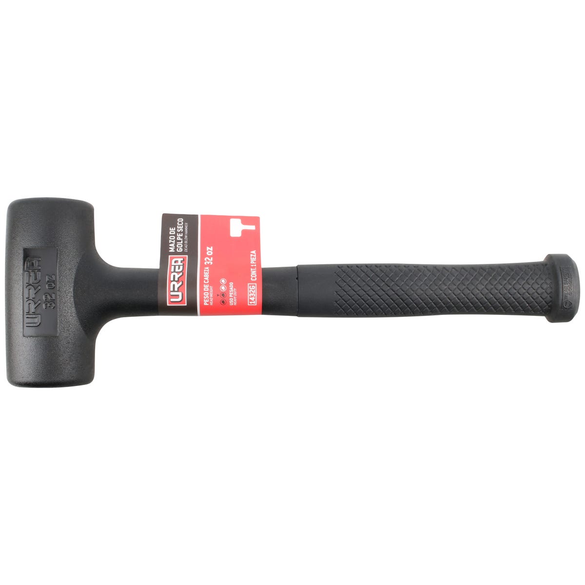 Mazo De Golpe Seco Tapas Fijas De Alto Impacto Con Mango 11-29/64, 32 Oz, Urrea 1432G