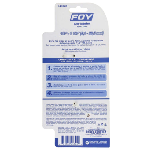 Cortatubos Cuerpo De Aluminio 1/64 A 1-1/8, Foy 143305