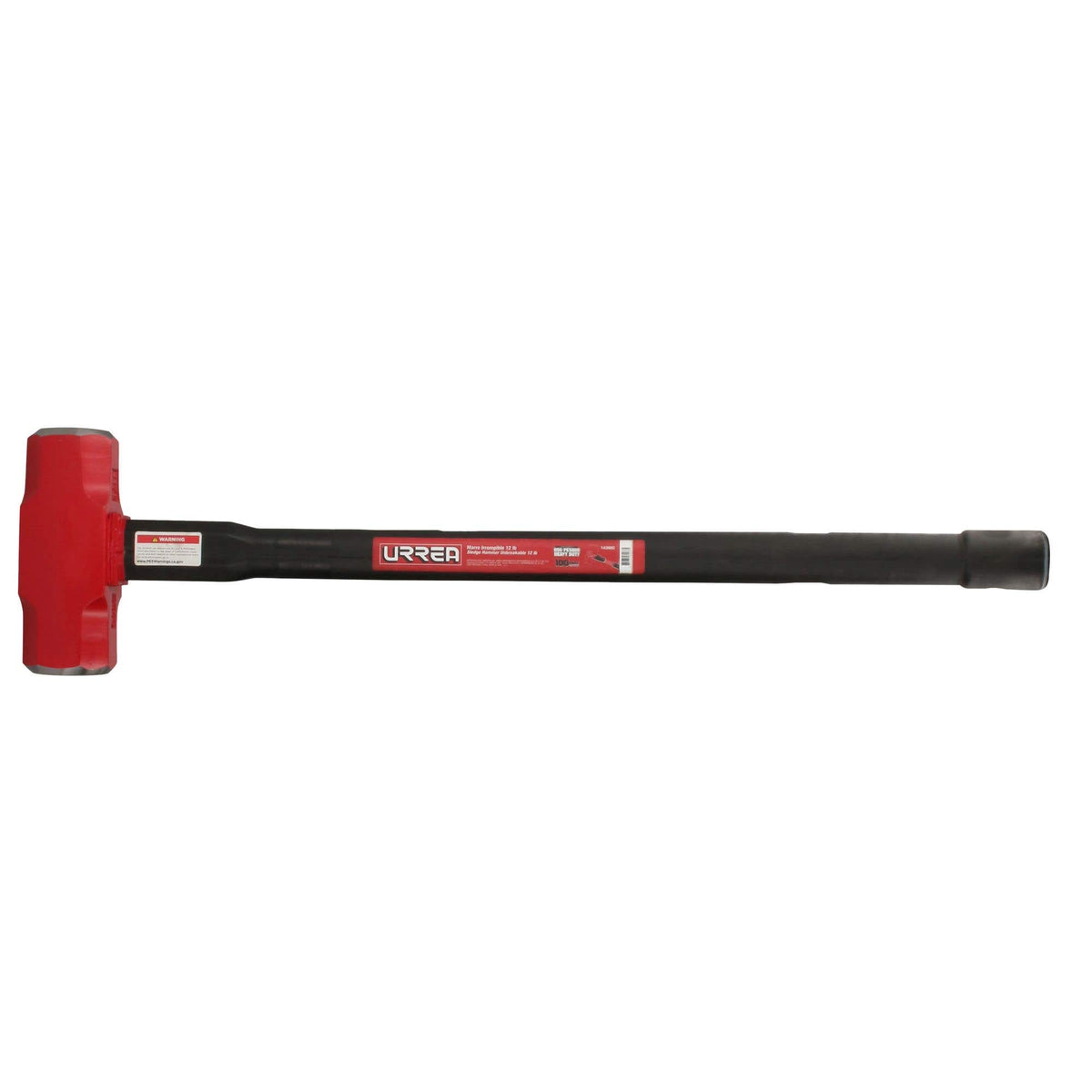 Marro Octagonal Cabeza Forjada Irrompible Con Mango Rubber Grip Anti-Vibración 30, 8 Lb, Urrea 1437HD