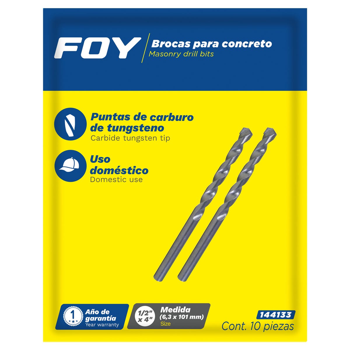 Broca Para Concreto Zanco Recto 1/4 x 4, Foy 144133