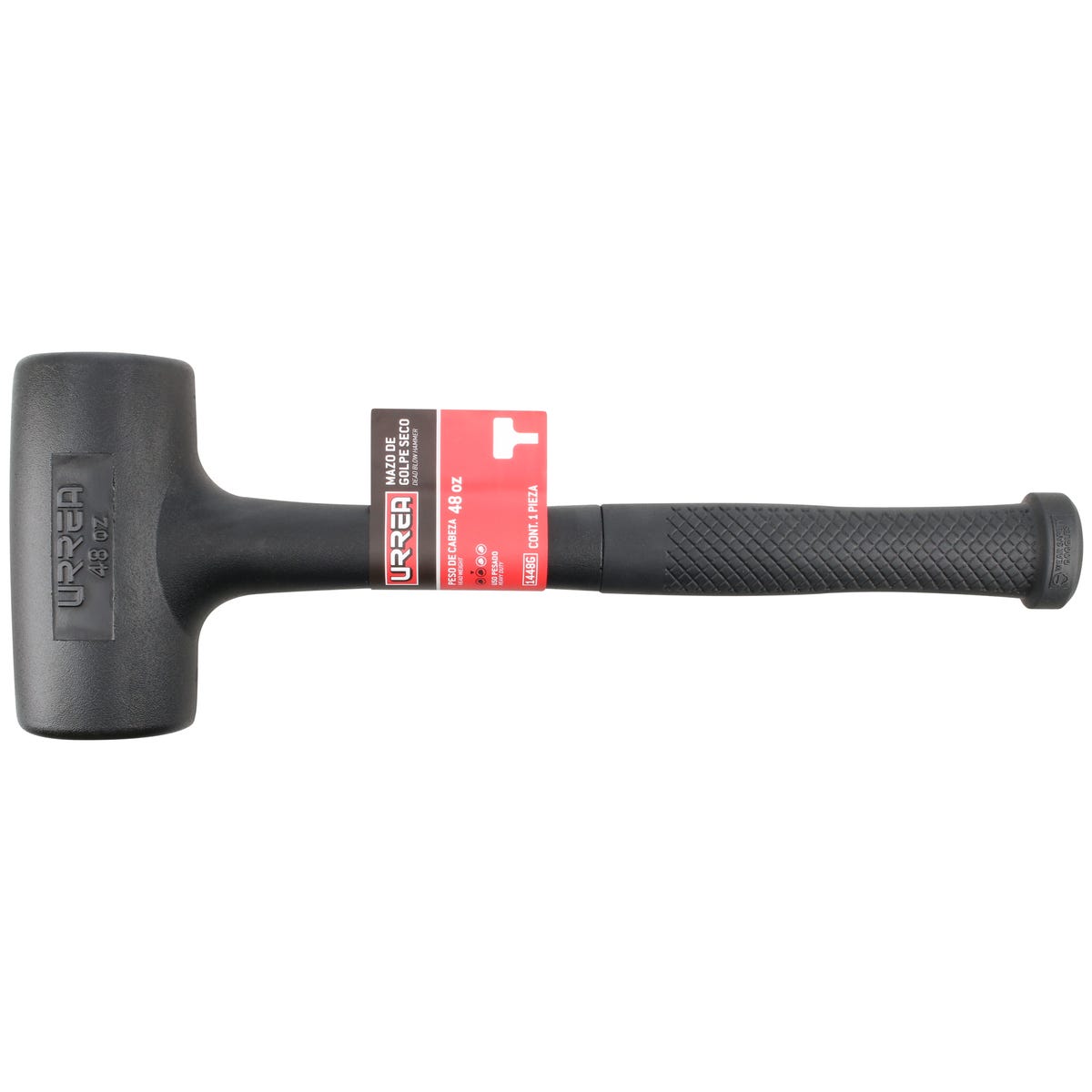 Mazo De Golpe Seco Tapas Fijas De Alto Impacto Con Mango 12-1/8, 48 Oz, Urrea 1448G
