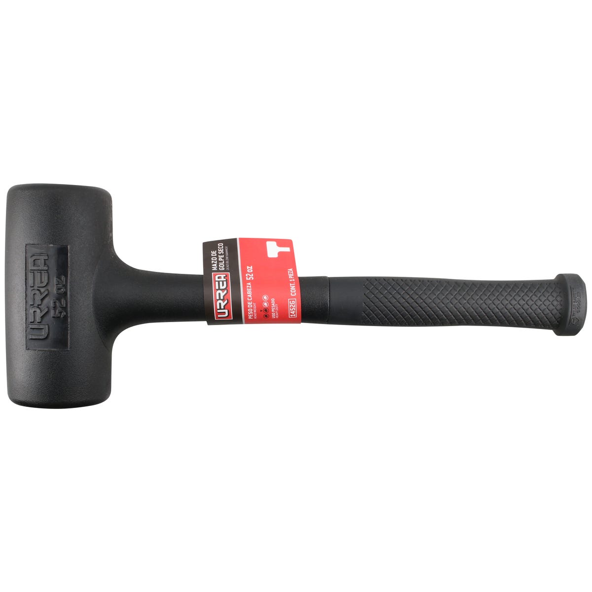 Mazo De Golpe Seco Tapas Fijas De Alto Impacto Con Mango 12-1/8, 52 Oz, Urrea 1452G