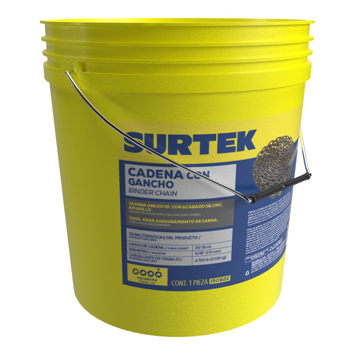 Cadena Grado 70 Con Gancho 5/16, 6m, Surtek 150822