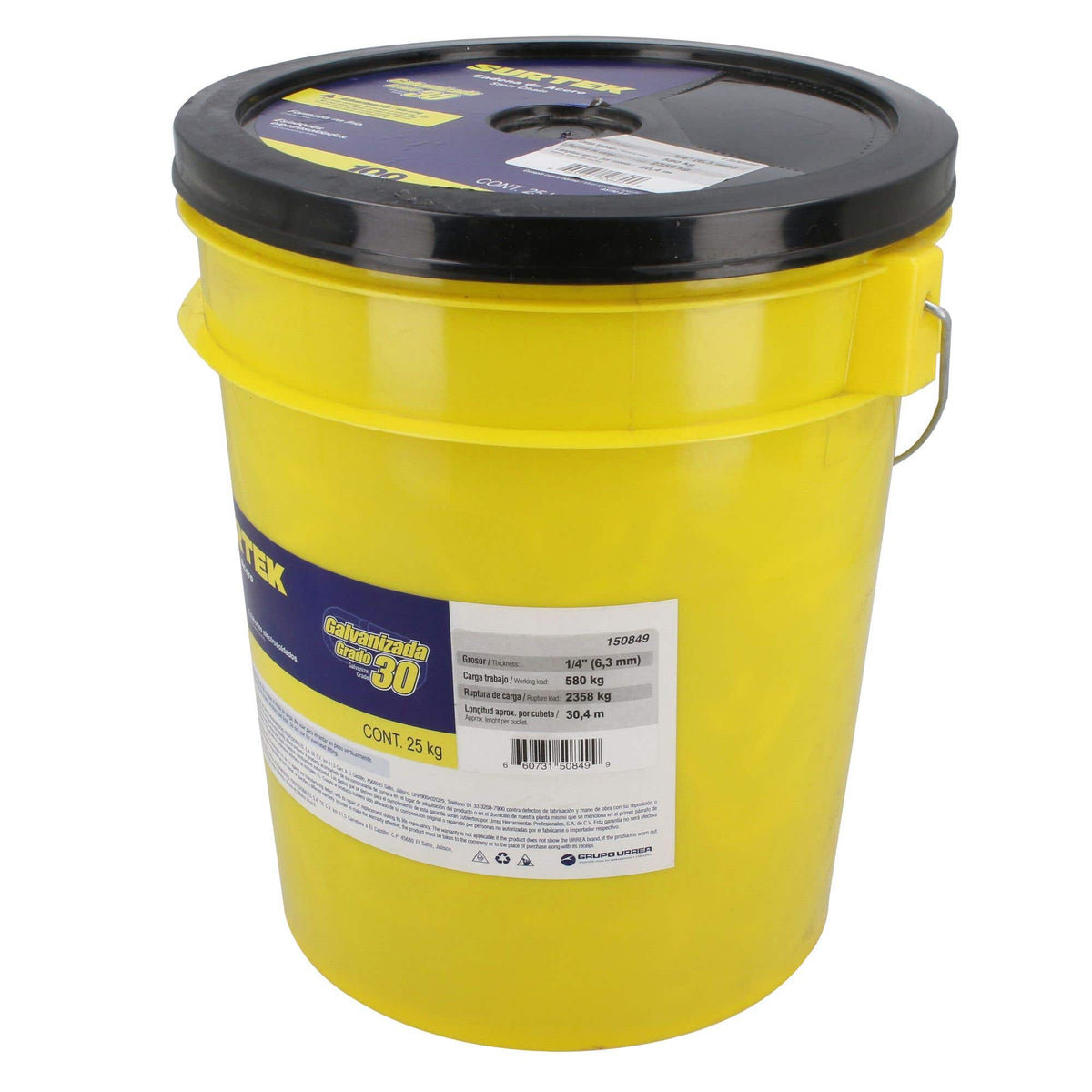 Cadena Grado 30 Galvanizada 1/4, 25 kg, Surtek 150849