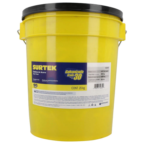 Cadena Grado 30 Galvanizada 1/4, 25 kg, Surtek 150849