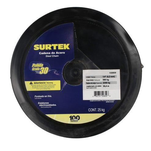 Cadena Grado 30 Pulida 1/4, 25 kg, Surtek 150859