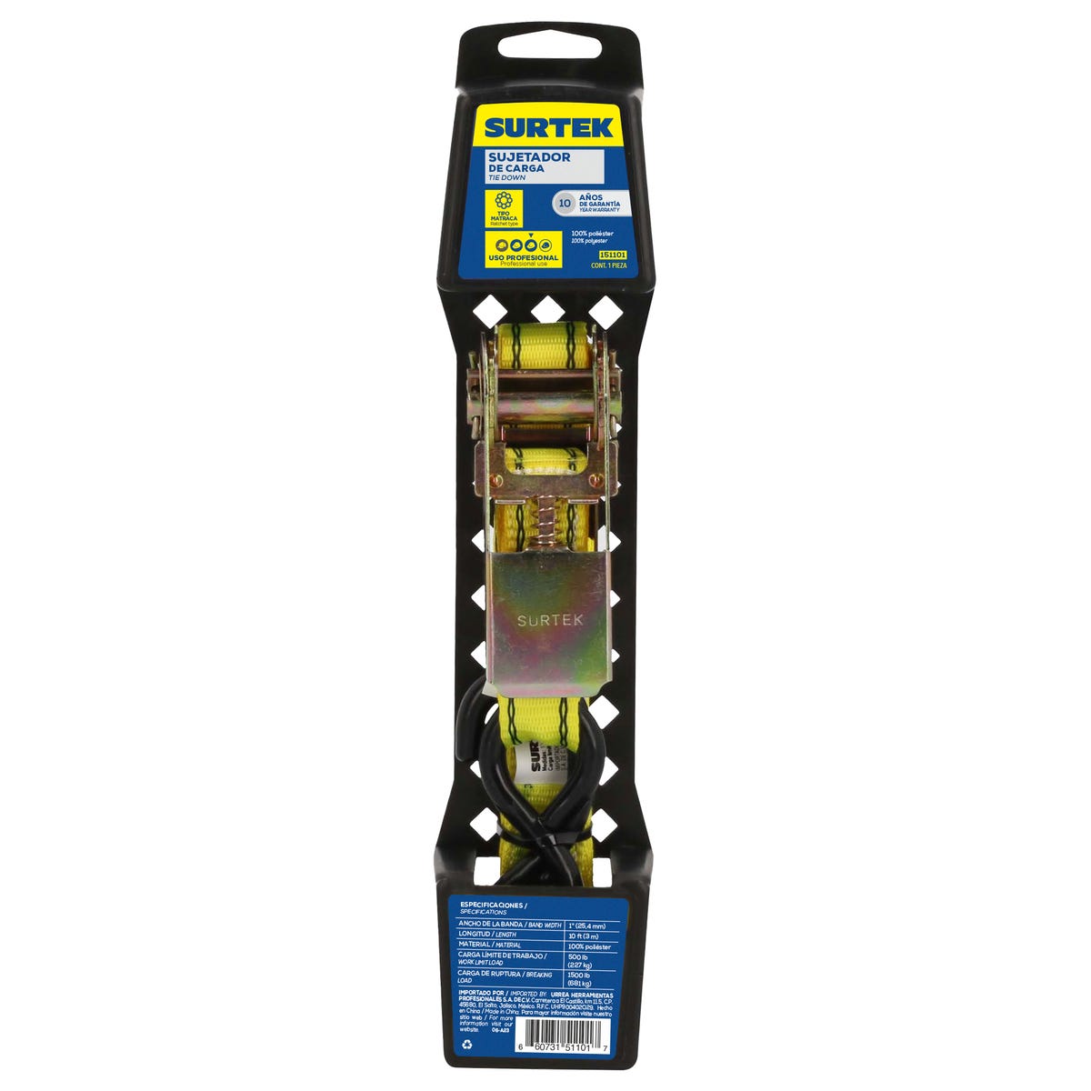 Sujetador Con Matraca 1 x 3 m x 227 kg, Surtek 151101