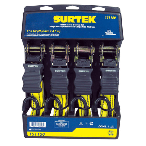 Juego De Sujetadores Tipo Matraca 1 x 4.5 m, 227 kg Carga Maxima, Surtek 151150