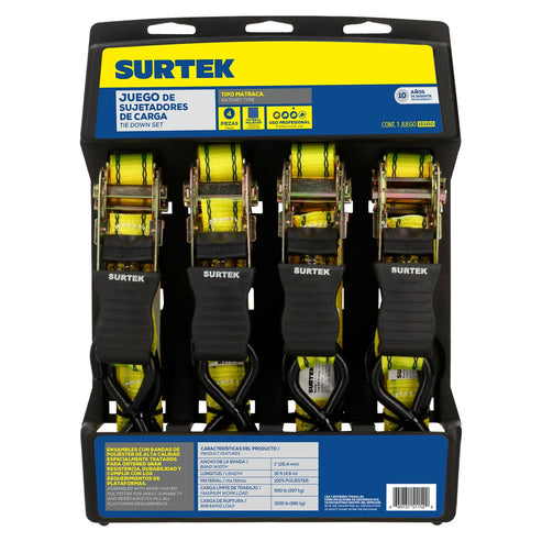 Juego De Sujetadores Tipo Matraca 1 x 4.5 m, 227 kg Carga Maxima, Surtek 151150