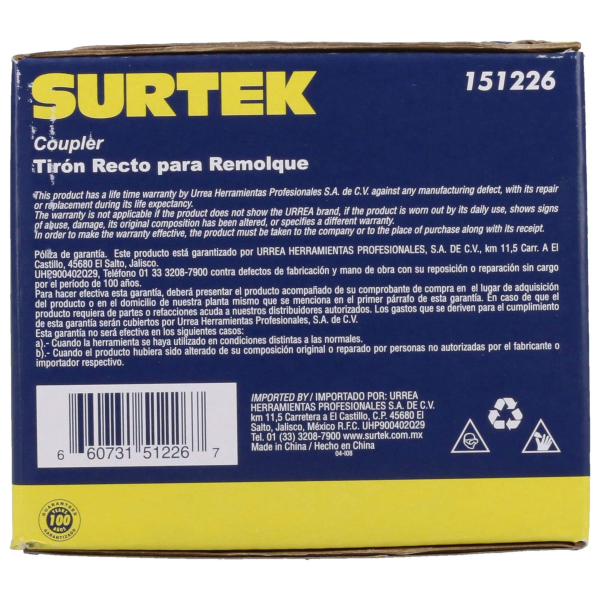Acoplador Para Remolque 2, Surtek 151226
