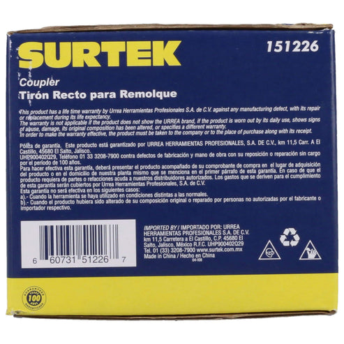 Acoplador Para Remolque 2, Surtek 151226