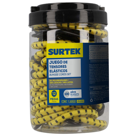 Juego De Tensores Elásticos, 12 Piezas, Surtek 151260