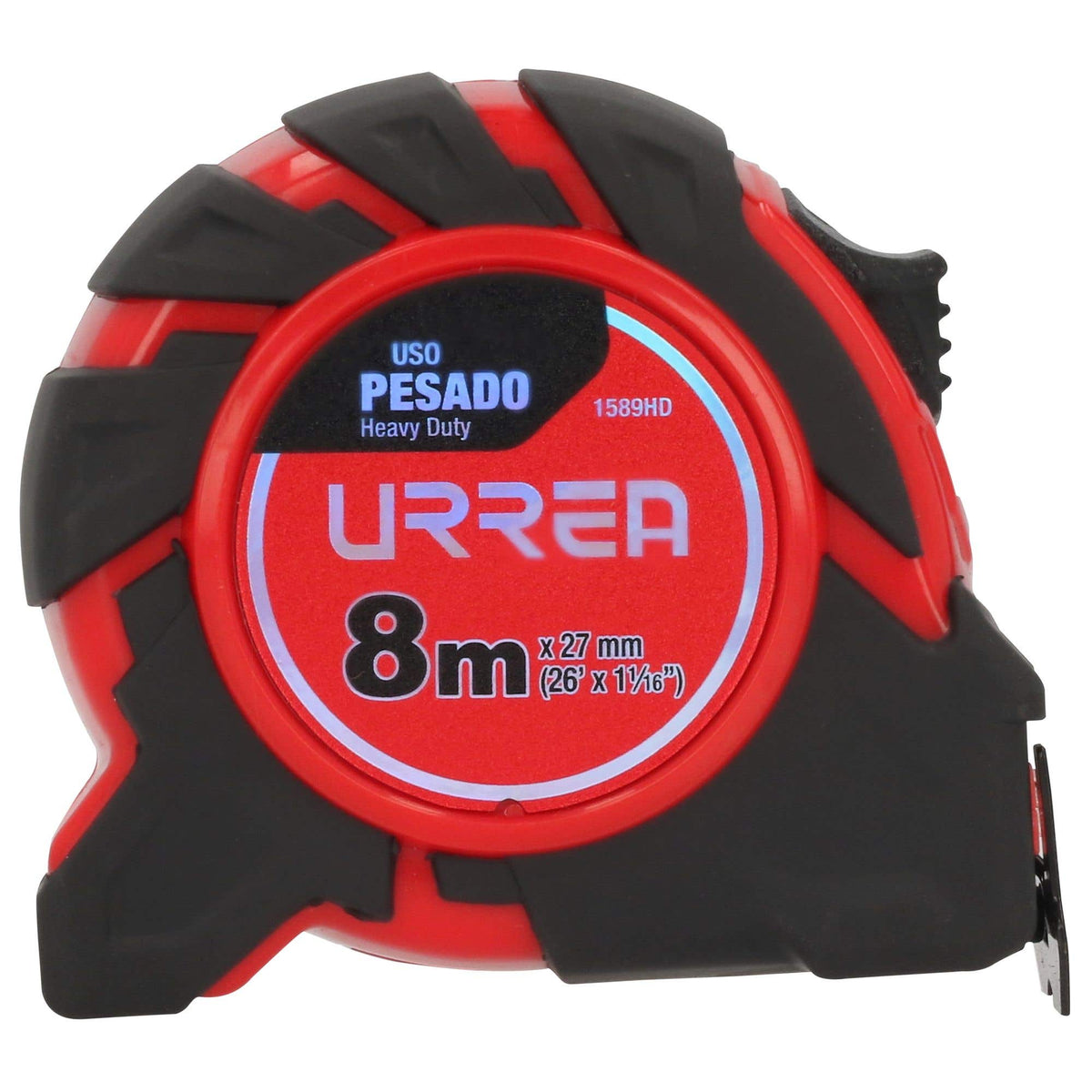Flexómetro Anti-Impacto Con Carcasa De Caucho, 8 m x 27 mm, Urrea 1589HD
