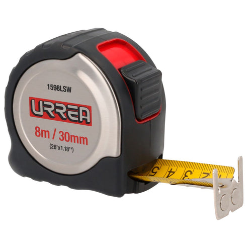 Flexómetro Anti-impacto De Acero Inoxidable, 8 m x 30 mm Urrea 1598LSW