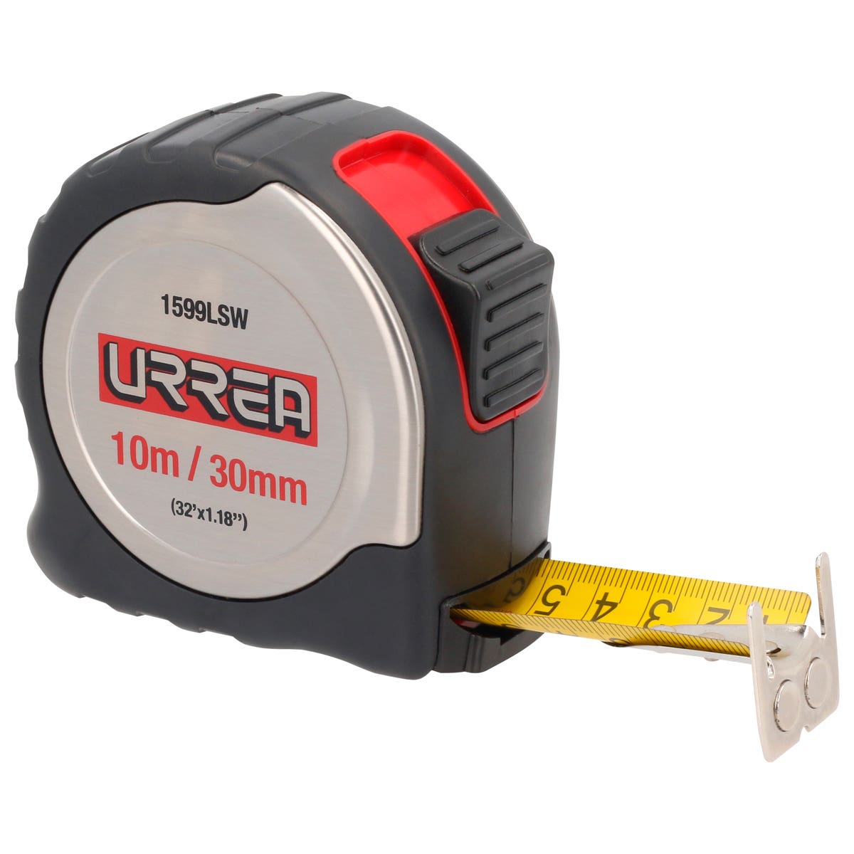 Flexómetro Anti-Impacto De Acero Inoxidable, 10 m x 30 mm, Urrea 1599LSW