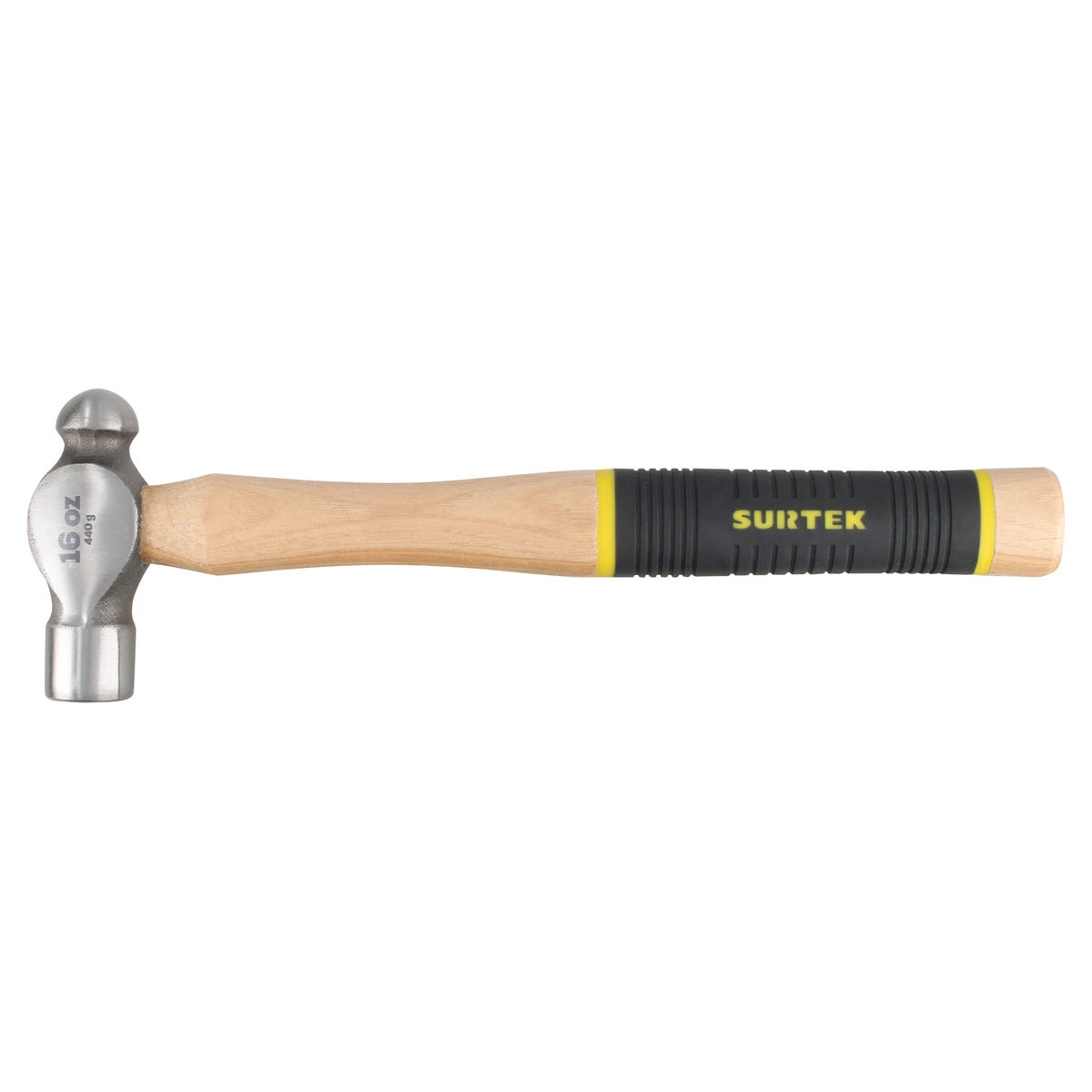 Martillo De Bola Pulido Con Mango De Madera Con Grip De 13, 16 Oz, Surtek 16SG