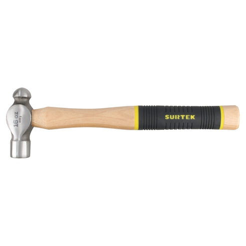 Martillo De Bola Pulido Con Mango De Madera Con Grip De 13, 16 Oz, Surtek 16SG