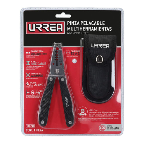 Pinza Multiherramienta Con Mango Antiderrapante De Aluminio 12 En 1 Pelacable De 6, Urrea 18290