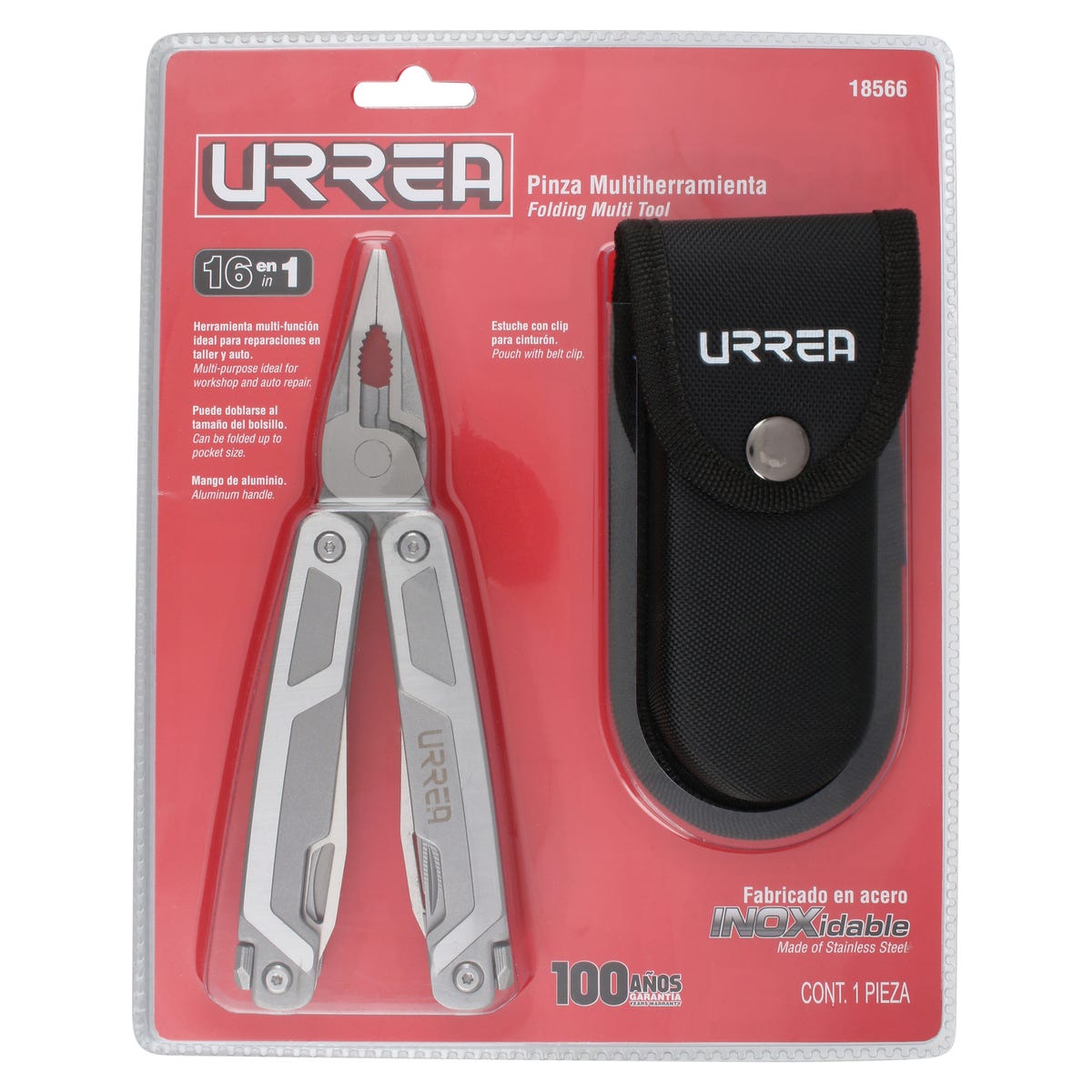 Pinza Multiherramienta Con Mango De Acero Inoxidable 16 En 1 De 7, Urrea 18566