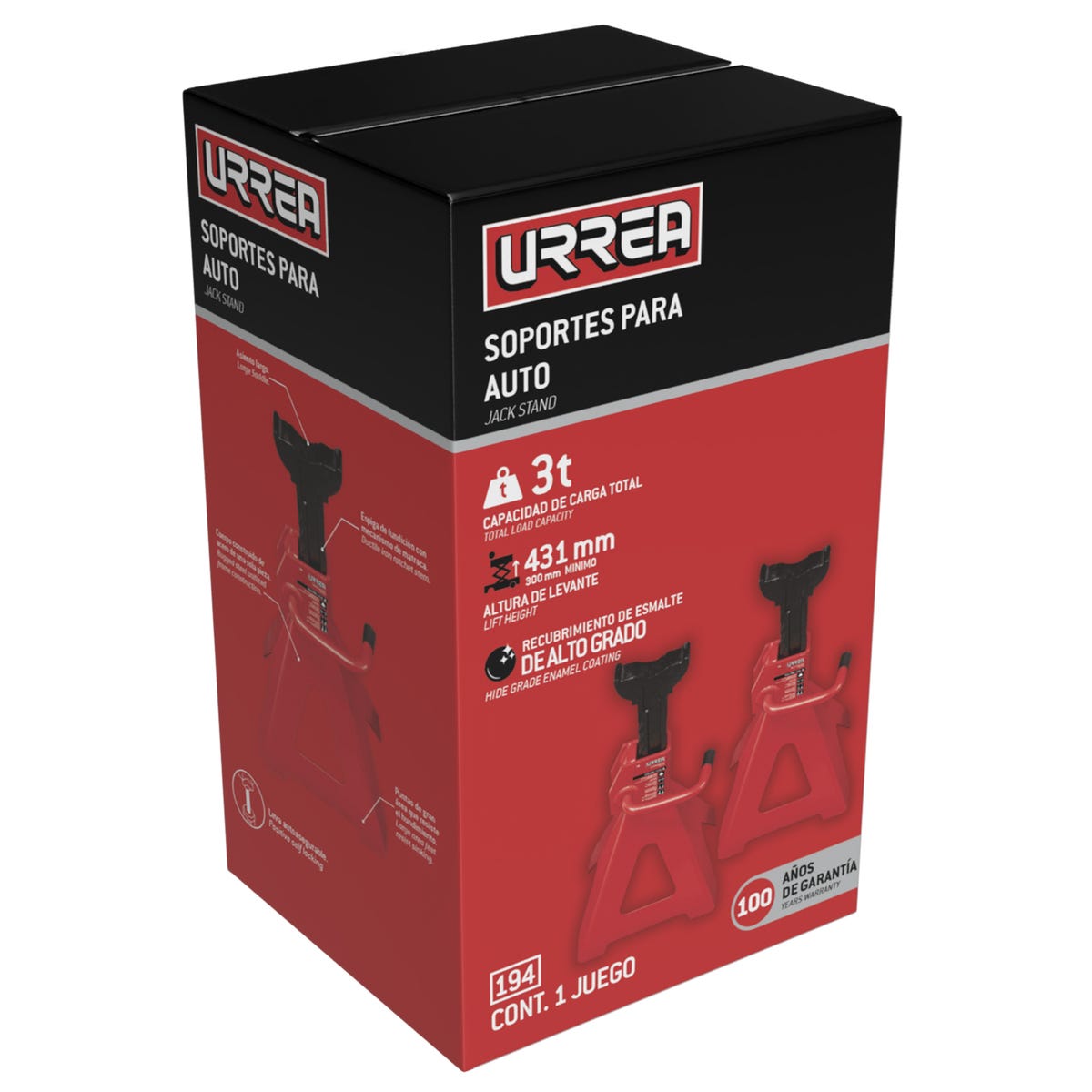 Torres Para Automóvil De Hierro Fundido 3 Ton, 2 Piezas, Urrea 194