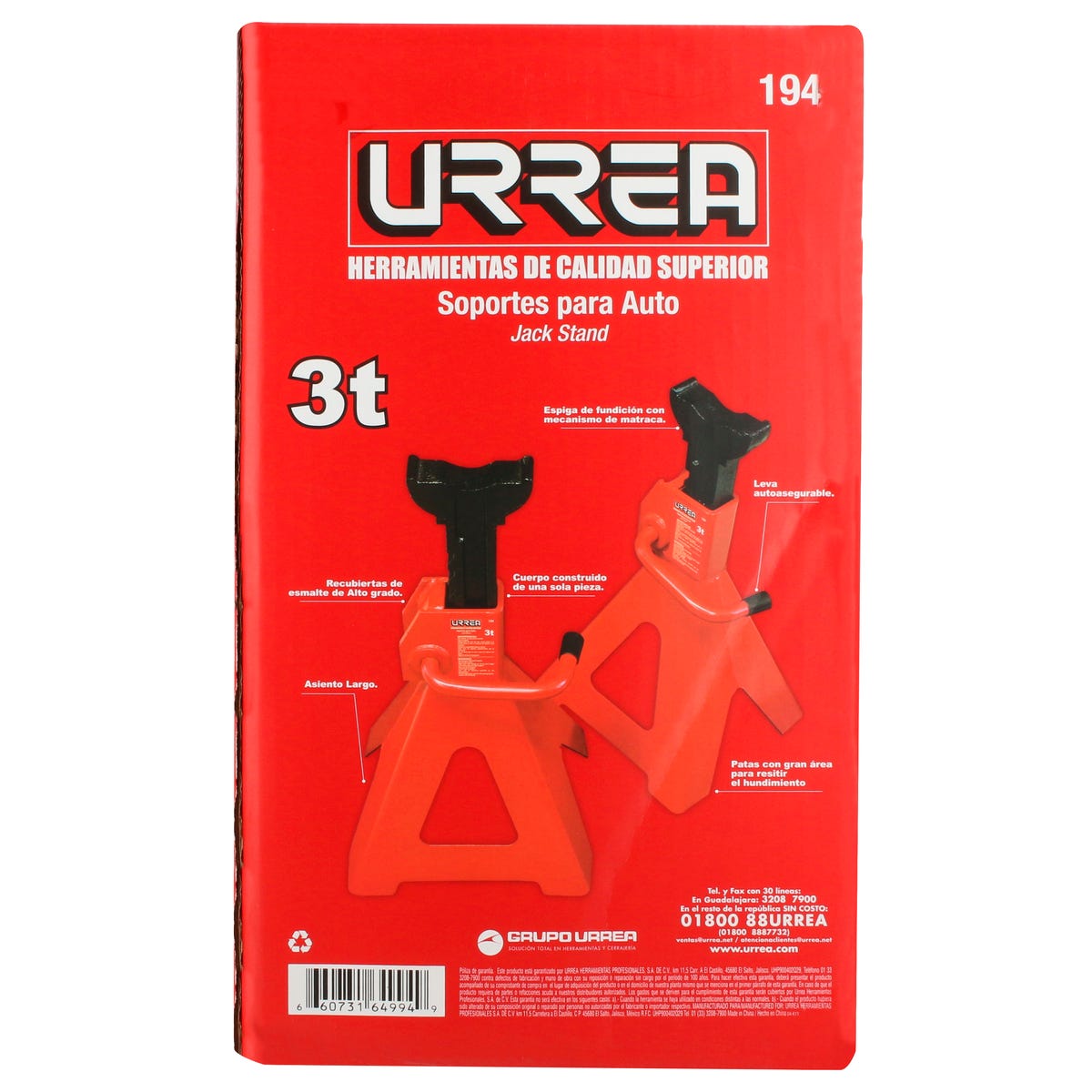 Torres Para Automóvil De Hierro Fundido 3 Ton, 2 Piezas, Urrea 194