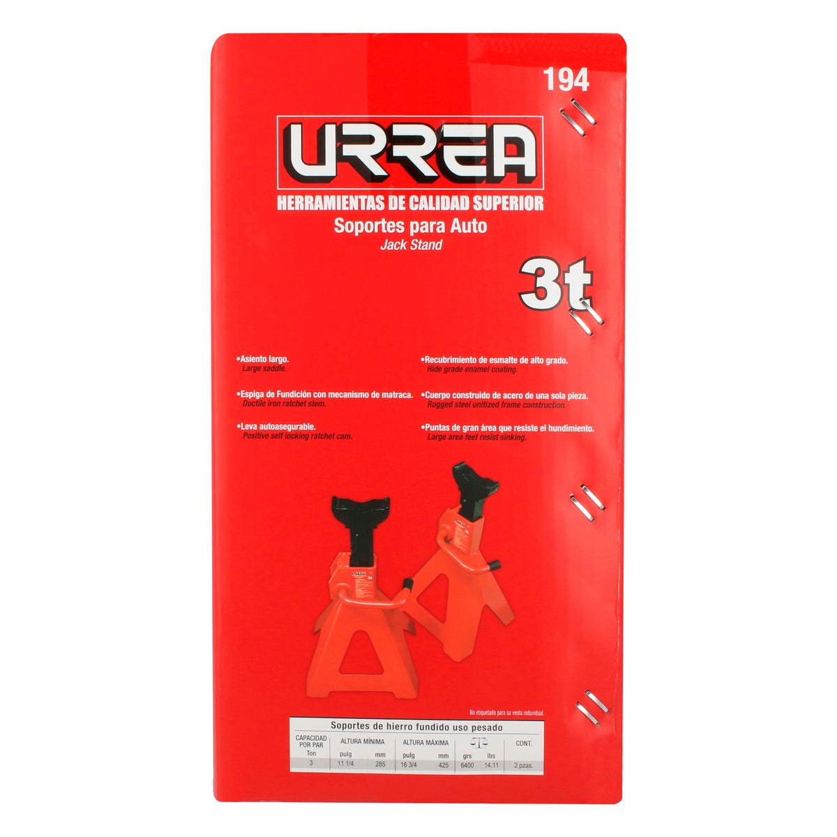 Torres Para Automóvil De Hierro Fundido 3 Ton, 2 Piezas, Urrea 194