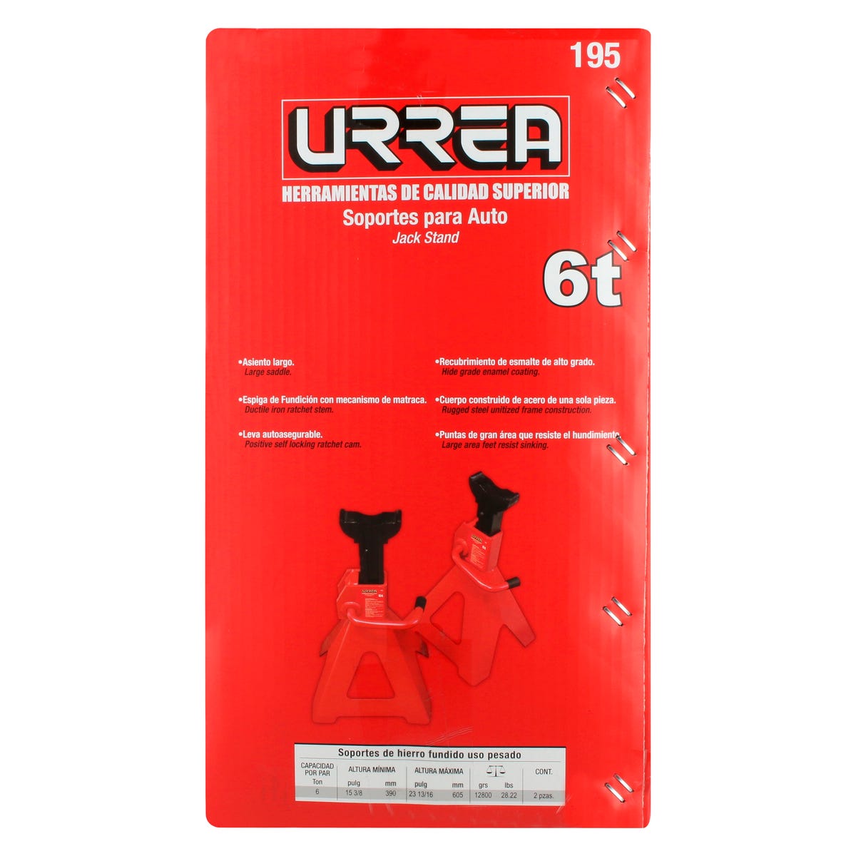 Torres Para Automóvil De Hierro Fundido 6 Ton, 2 Piezas, Urrea 195