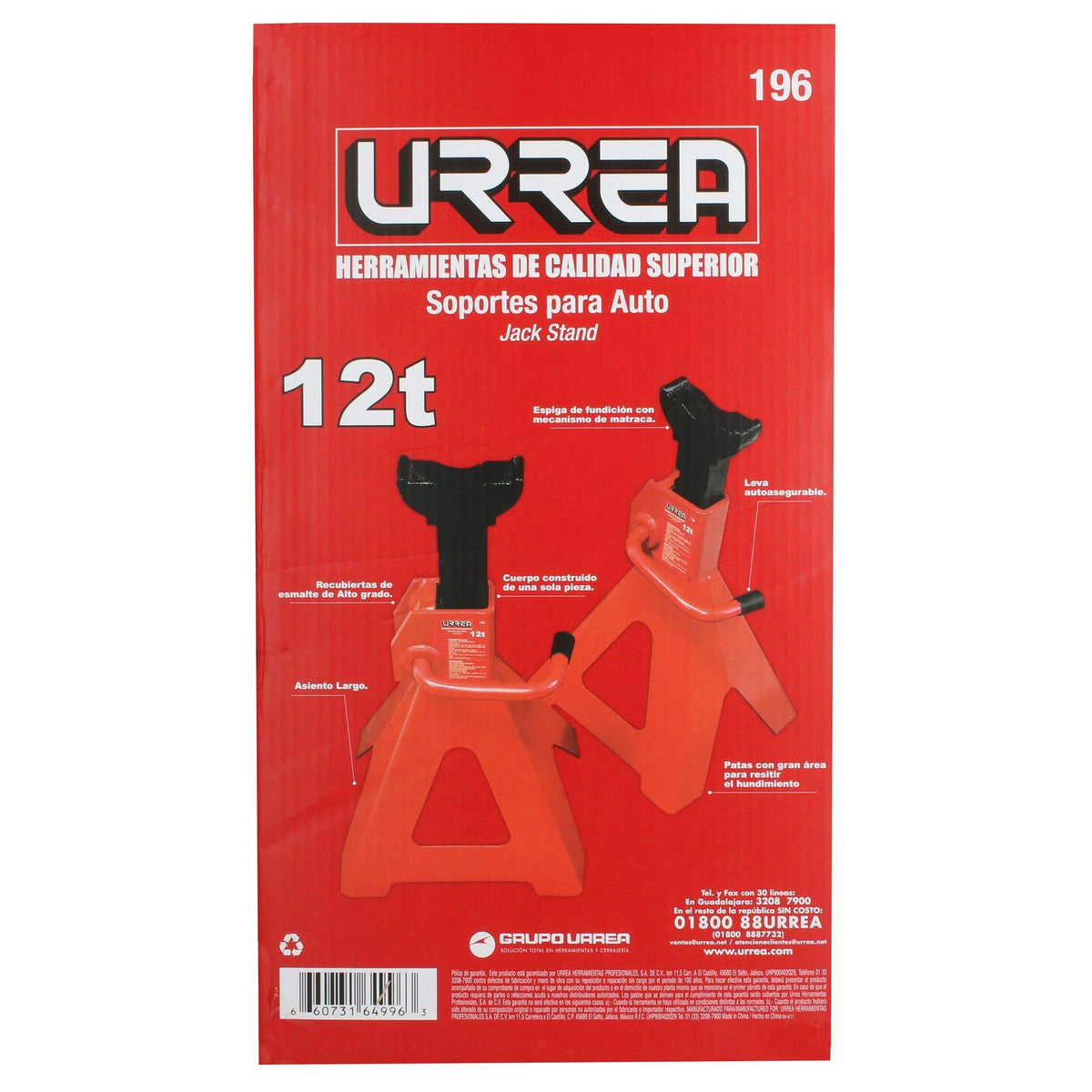 Torres Para Automóvil De Hierro Fundido 12 Ton, 2 Piezas, Urrea 196