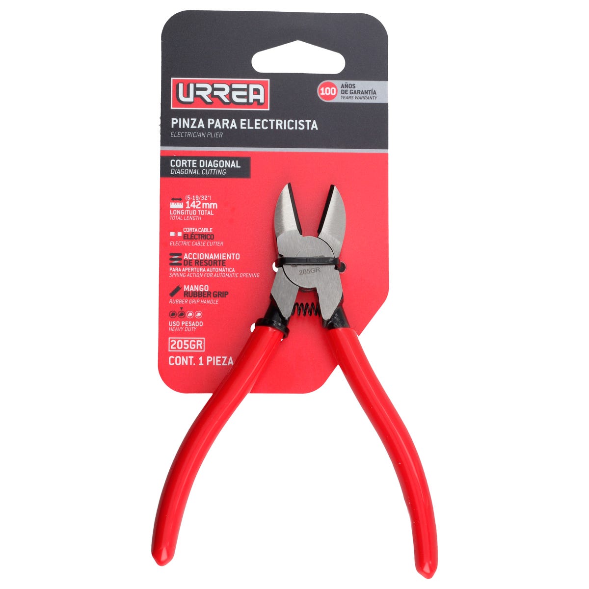 Pinza De Corte Diagonal Con Resorte Urrea 205GR
