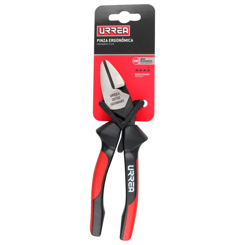 Pinza Para Electricista Con Mango Bimaterial Ergonómica Alta Palanca Corte Diagonal De 7, Urrea 207GE