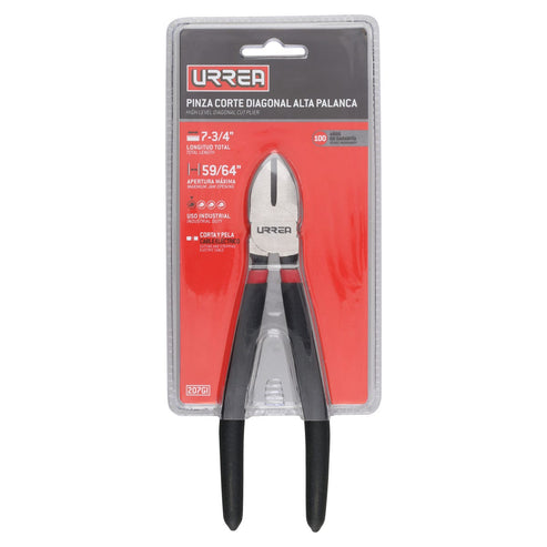 Pinza Para Electricista Con Mango Rubber Grip Punta Conica Corte Diagonal De 7-3/4, Urrea 207GI