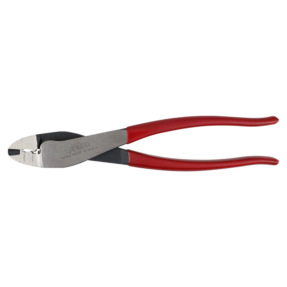 Pinza Para Electricista Con Mango Rubber Grip Alta Palanca Poncha Terminal De 9-1/2, Urrea 208G