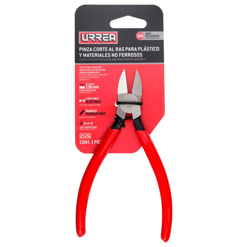 Pinza Corte Al Ras Para Plástico Y Materiales No Ferroso Con Mango Rubber Grip 6, Urrea 212G