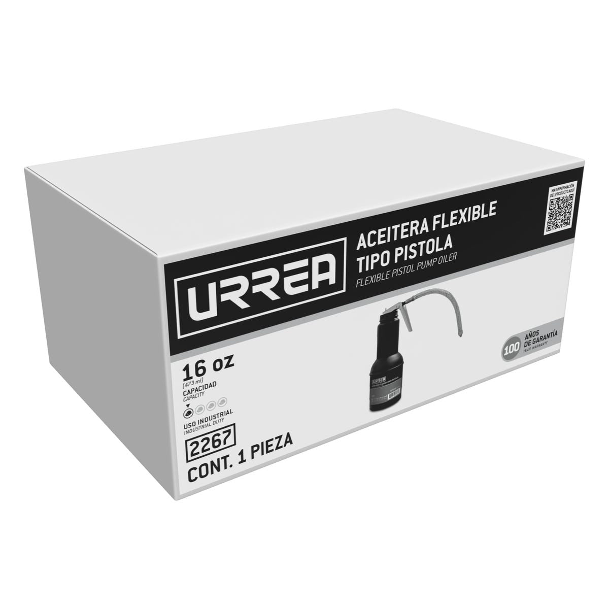 Aceitera Flexible Tipo Pistola De 473 ml, Urrea 2267