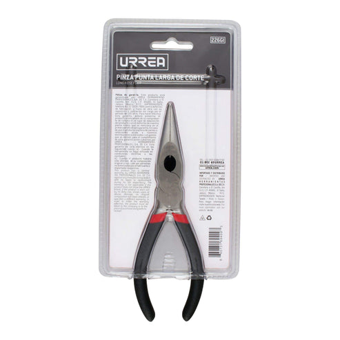 Pinza Para Electricista Con Mango Rubber Grip Punta Larga Corte Lateral De 6-3/4, Urrea 226GI