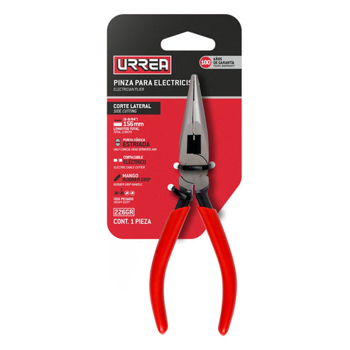 Pinza De Punta Larga Con Resorte 6-5/8" Urrea 226GR