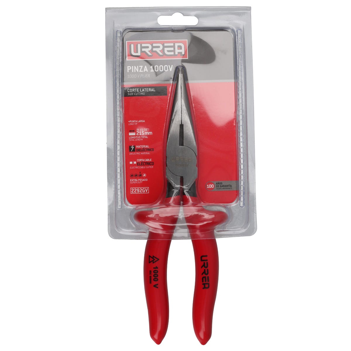 Pinza De 1000 V Punta Larga De 8-9/32, Urrea 2292GV