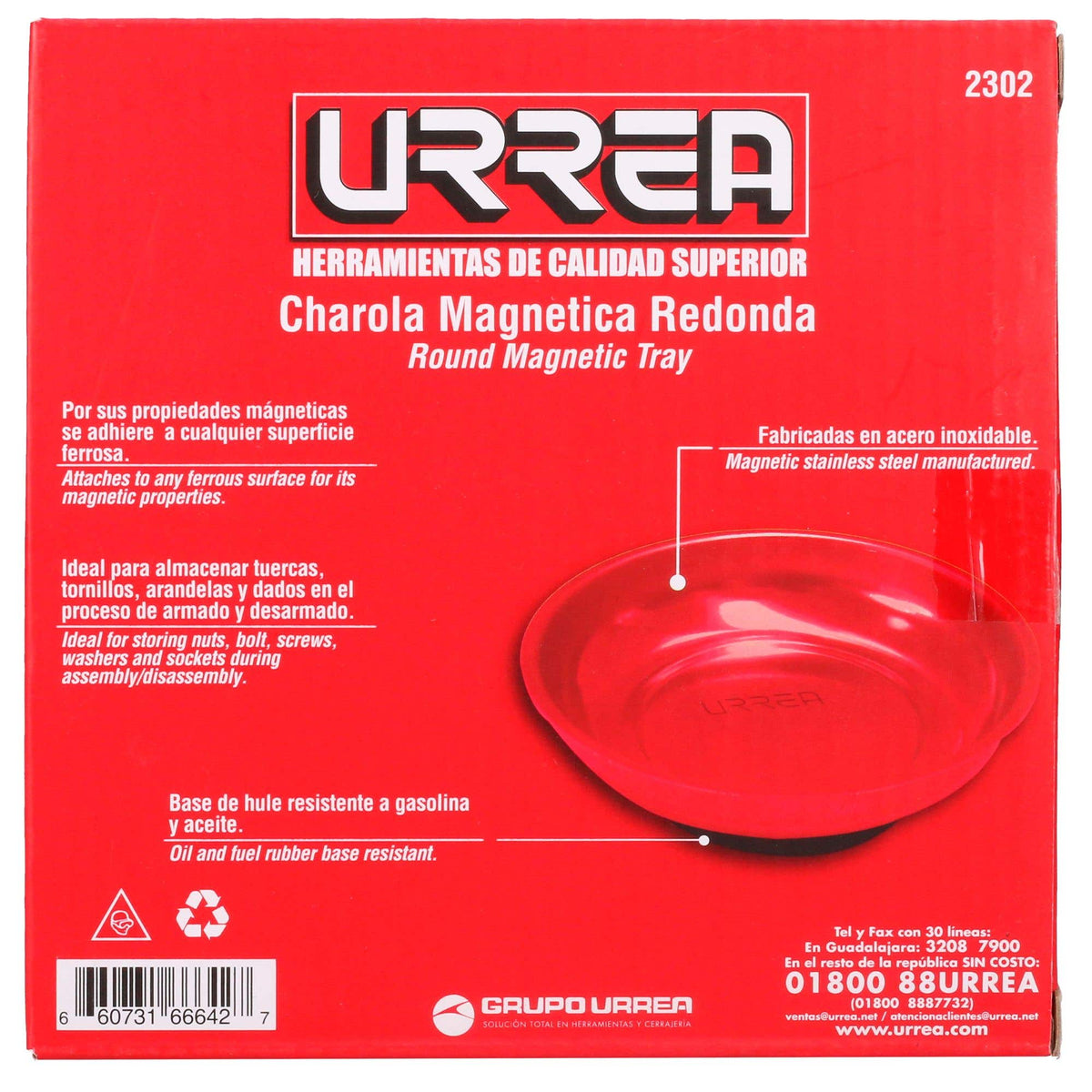 Charola Magnética Con Cubierta De Pintura Electrostática, Redonda, Urrea 2302
